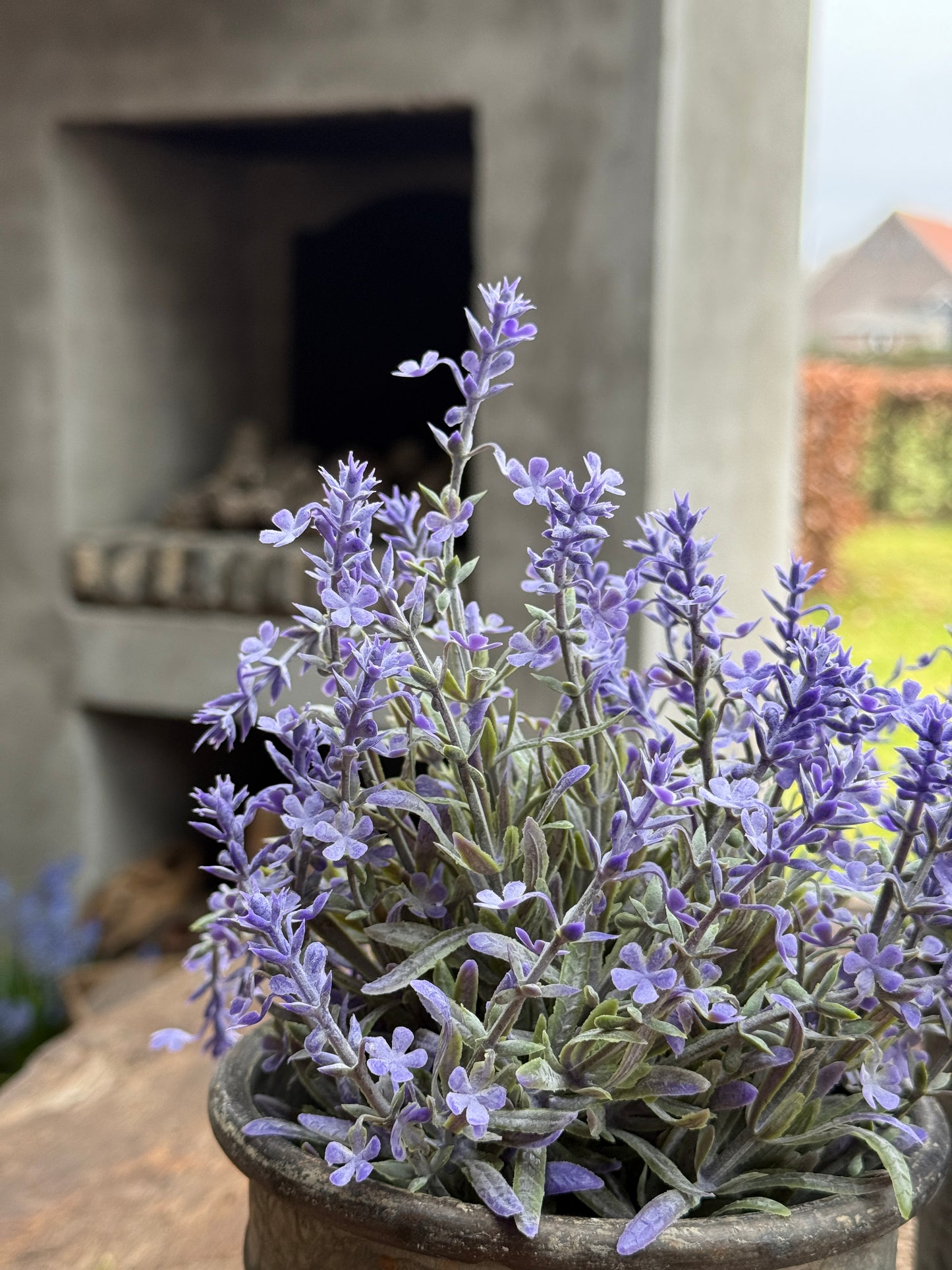 Artificial Lavender Bunch – Gray Leaf with Purple Flower