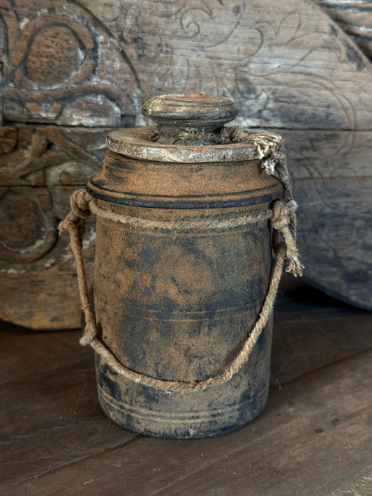 Antique Nepalese jar with lid (LH21)