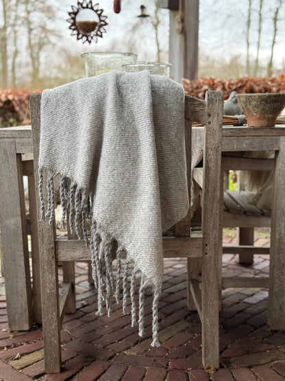 Soft Plaid with Long Fringes – Soft Gray