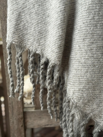 Soft Plaid with Long Fringes – Soft Gray