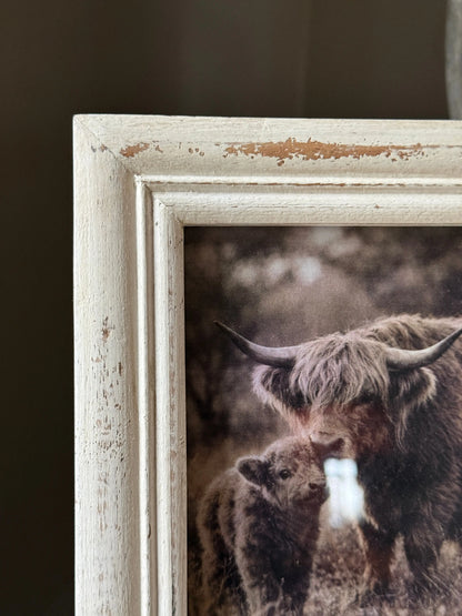 Sturdy wooden photo frame, sanded white – country interior