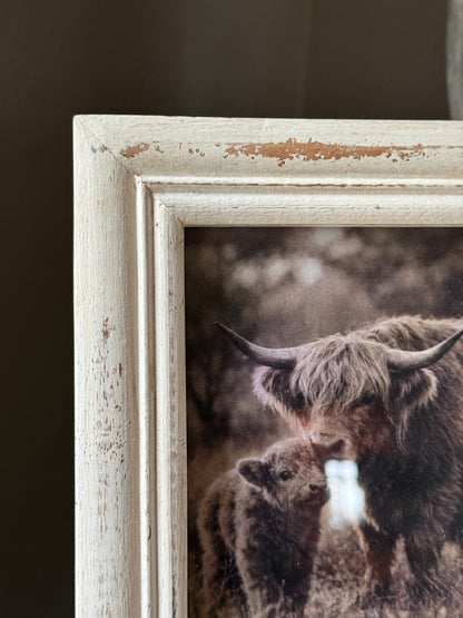 Sturdy wooden photo frame, sanded white – country interior