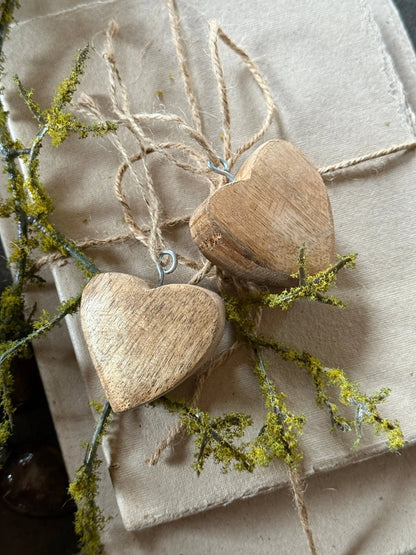 Wooden Heart on Rope – Atmospheric Decoration – 5 x 5 cm