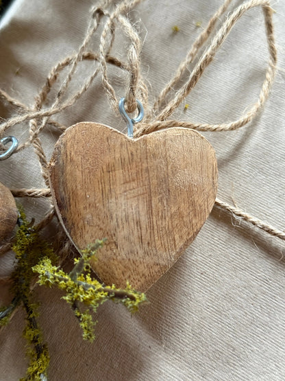 Wooden Heart on Rope – Atmospheric Decoration – 5 x 5 cm