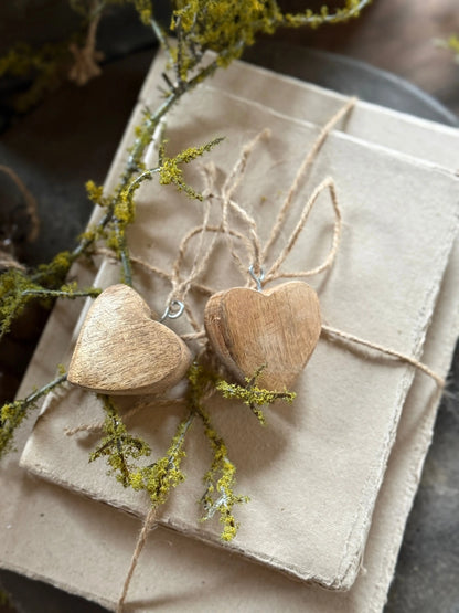 Wooden Heart on Rope – Atmospheric Decoration – 5 x 5 cm