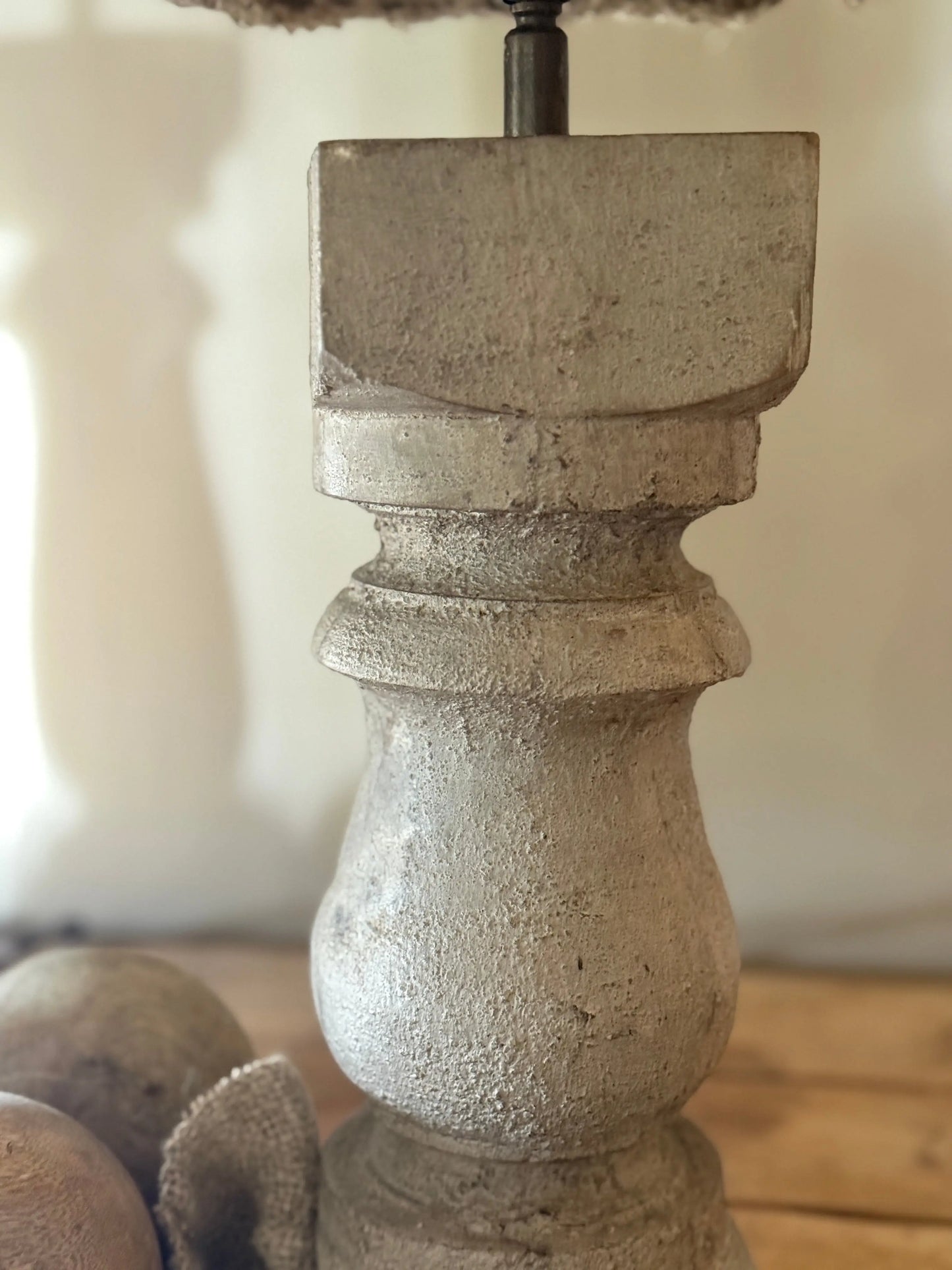 Baluster Lamp Made of Solid Wood – Stonelook Taupe – 3 Sizes