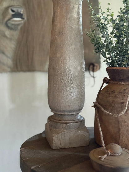 Baluster Lamp Made of Solid Wood – Stonelook Taupe – 3 Sizes