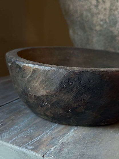 Authentieke houten vijzel met handvat