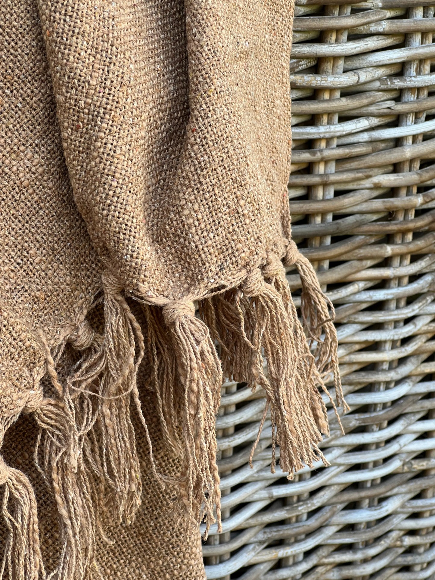 Cotton plaid with fringe – Coconut – 130x160 cm