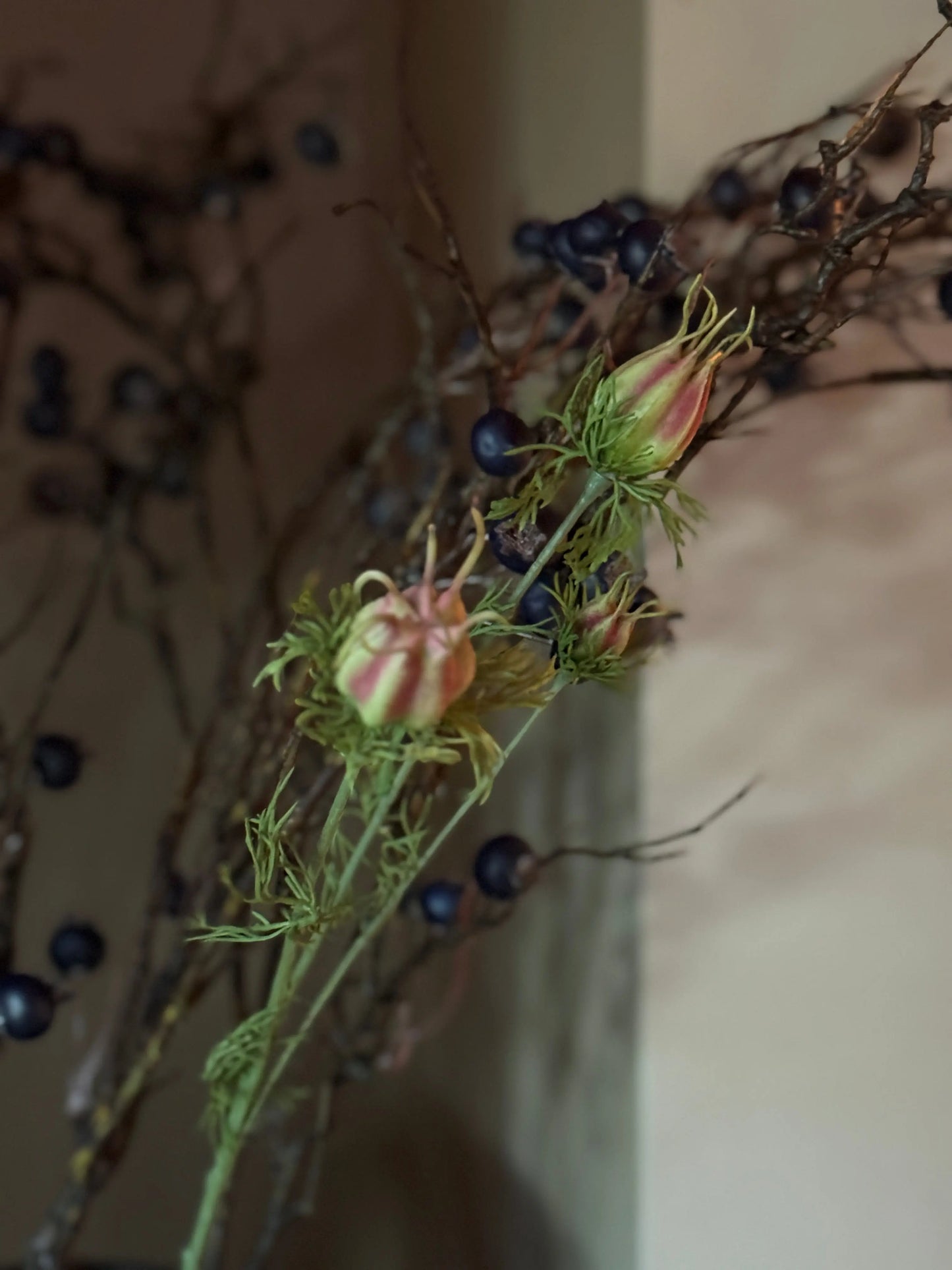 Artificial flower Nigella purple with closed bud