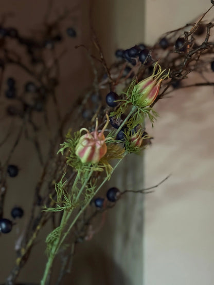 Artificial flower Nigella purple with closed bud