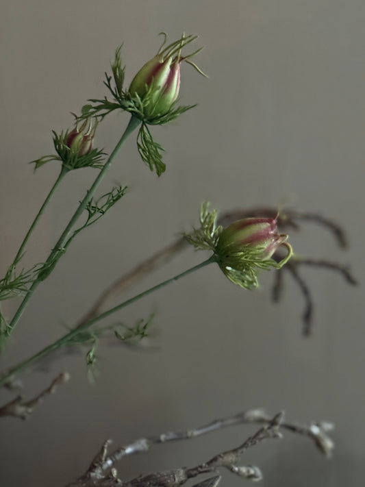 Artificial flower Nigella purple with closed bud