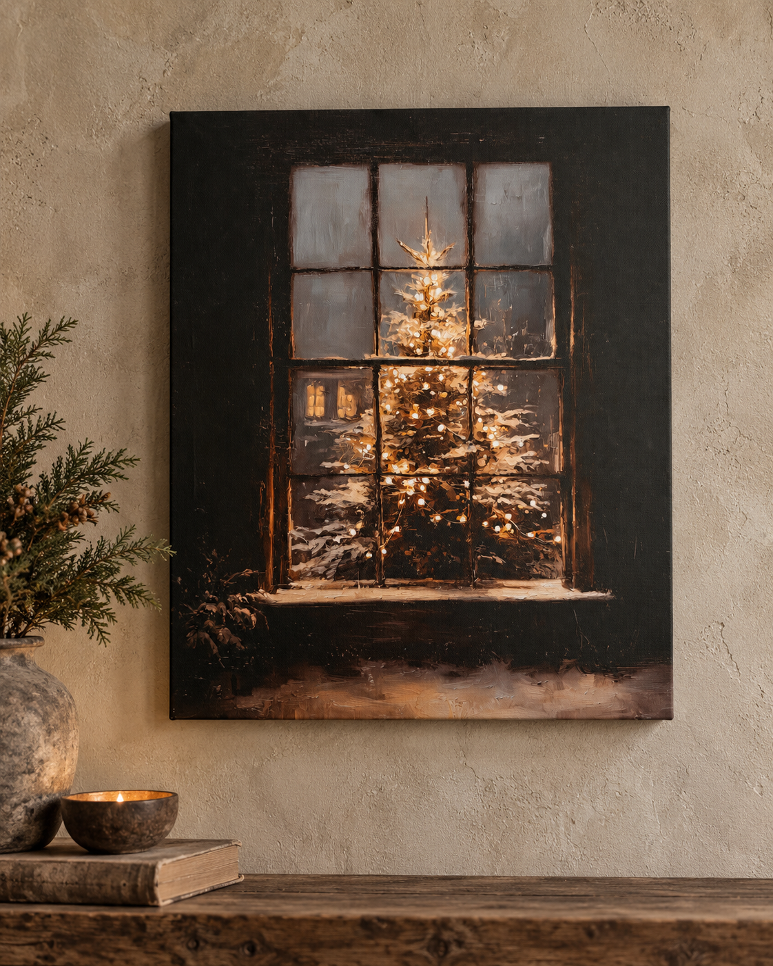 Canvas schilderij Winterse Kerstsfeer (2)