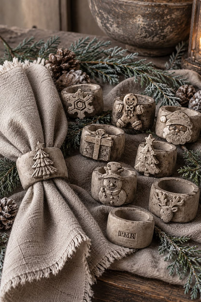 Servetring beton PMR met verwisselbare kerst Jewels – 7 modellen