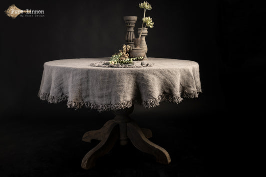 Tablecloth Round 100% linen "Sora" Grey