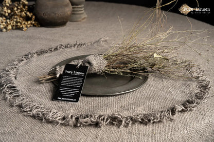 placemats Rond 100% linnen "Mara" grey