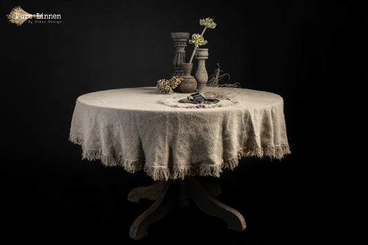 Tablecloth Round 100% linen "Dora" Natural