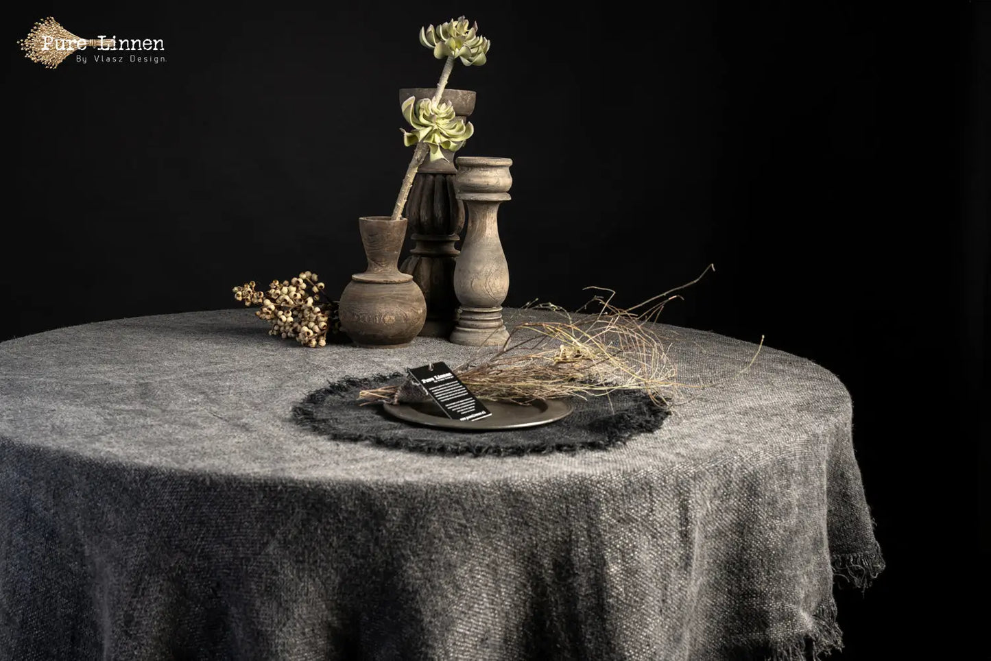 placemats Round 100% linen "Jara" Stonewash