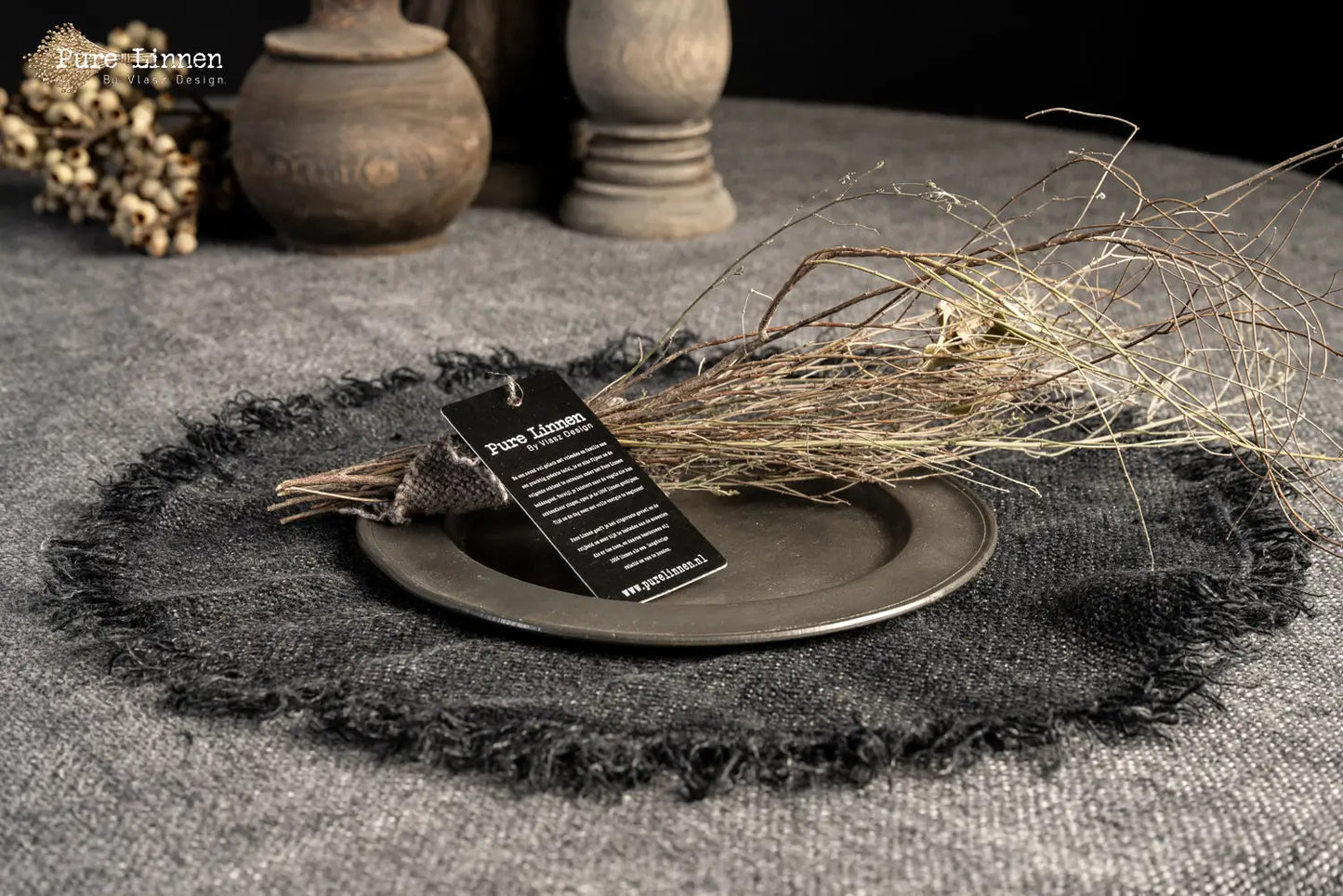 placemats Round 100% linen "Jara" Stonewash