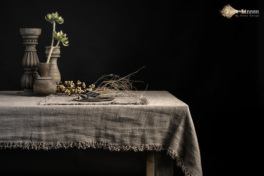 Tablecloth Straight 100% linen "Hadassa" Grey
