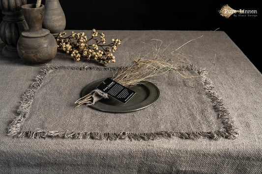 placemats Straight 100% linen "Edna" Gray 
