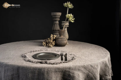 placemats Rond 100% linnen "Mara" grey