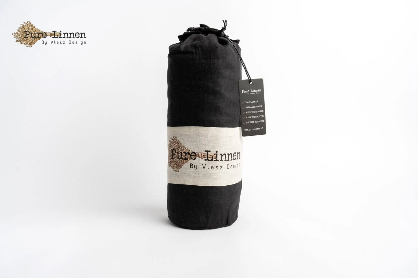 Linen Bed Runner/Bedrunner Black/Stripes - Pure Linen