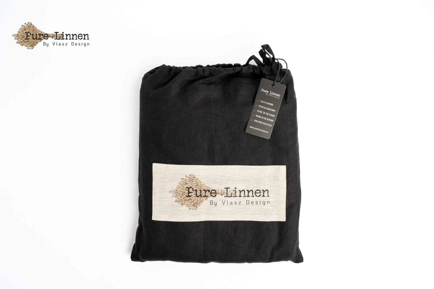 Linnen Hoeslaken Zwart/20cm - Pure Linnen