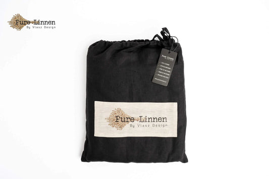 Spannbettlaken aus Leinen, Schwarz/30 cm – reines Leinen