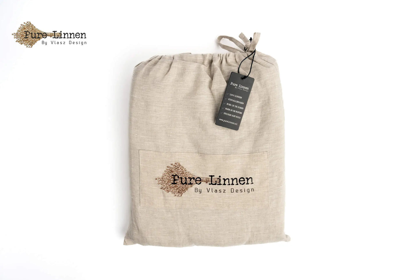 Leinen-Spannbettlaken, Natur/30 cm – reines Leinen