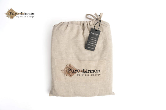 Linen Fitted Sheet Natural/20cm - Pure Linen
