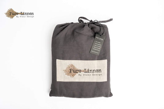Linen Fitted Sheet Dark Grey/20cm - Pure Linen