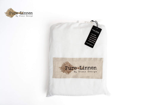 Linen Fitted Sheet White/30cm - Pure Linen