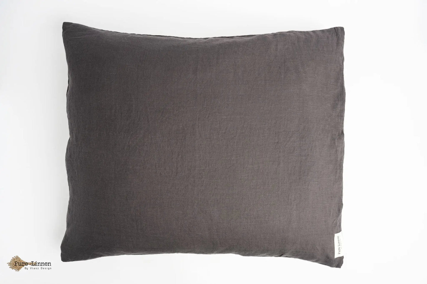 Linen Pillowcase Dark Grey/Tuck-in Strip - Pure Linen