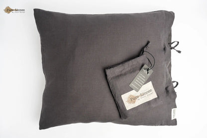 Linen Pillowcase Dark Grey/Bow - Pure Linen