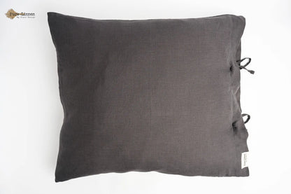 Linen Pillowcase Dark Grey/Bow - Pure Linen