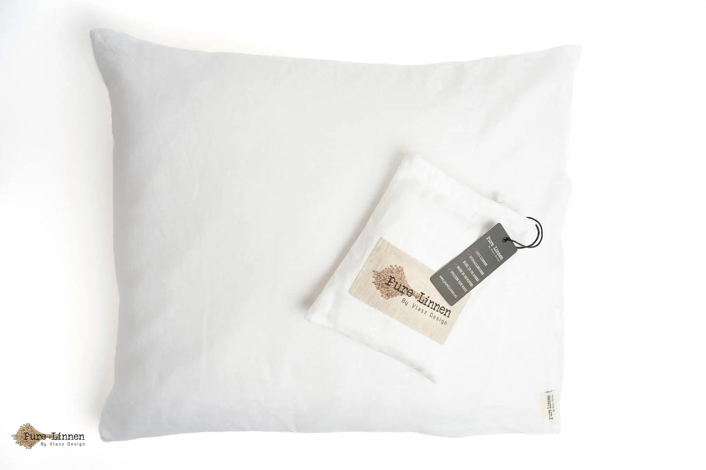Linen Pillowcase White/Tuck-in Strip - Pure Linen