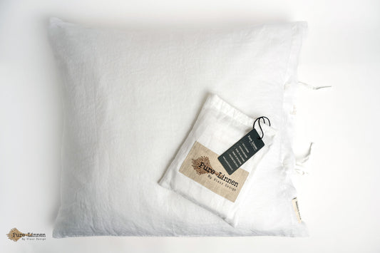 Linen Pillowcase White/Bow - Pure Linen