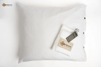 Linen Pillowcase White/Buttons - Pure Linen