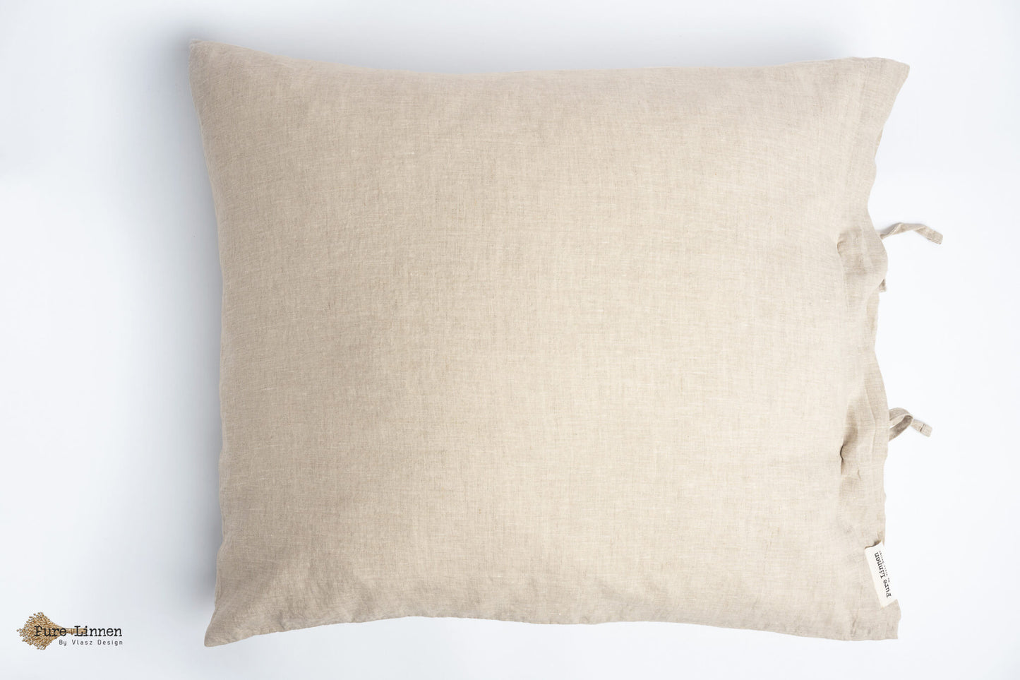 Linen Pillowcase Natural/Bow - Pure Linen
