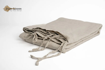 Linen Duvet Cover Natural/Bows - Pure Linen