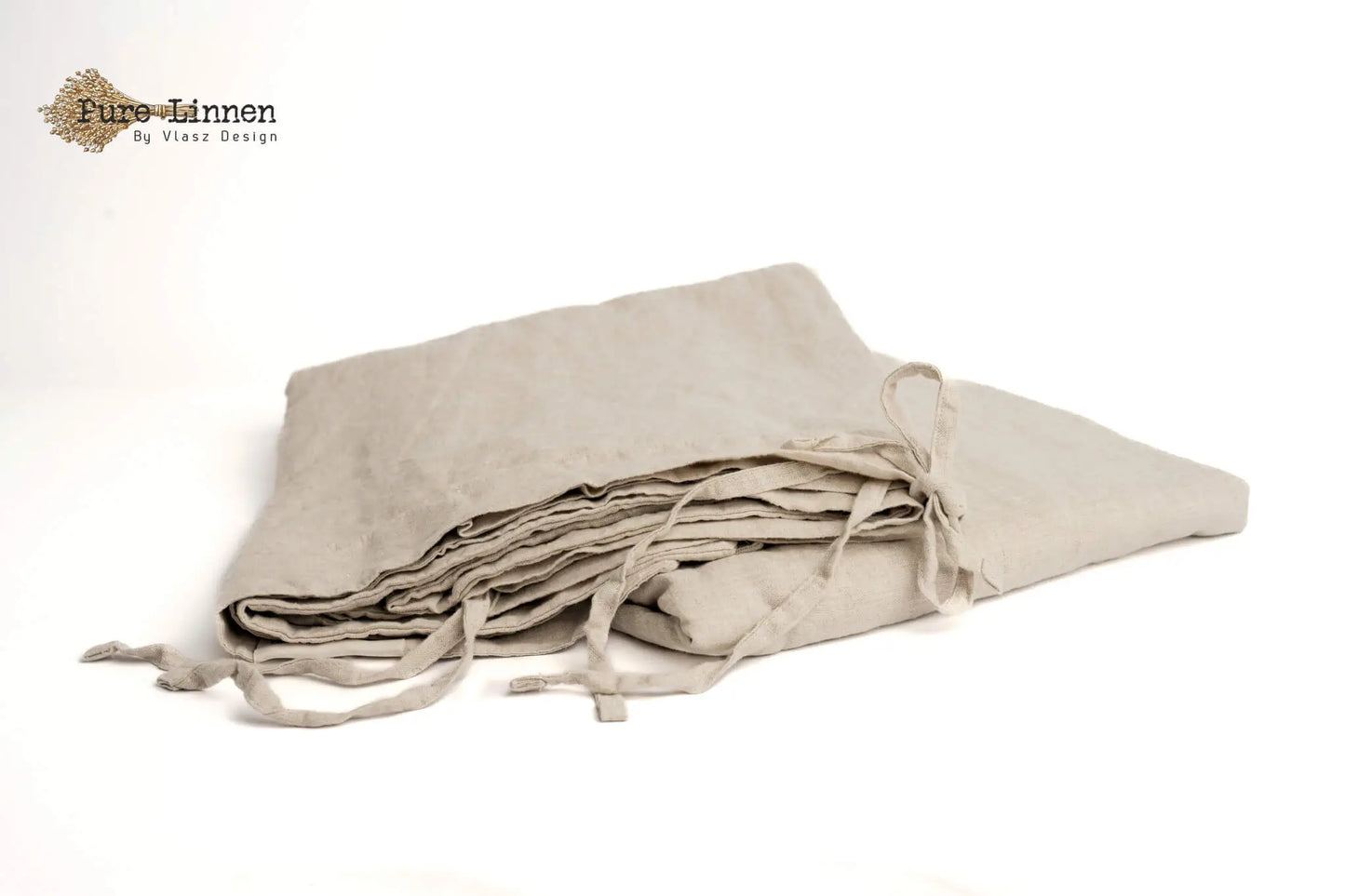 Linen Duvet Cover Natural/Bows - Pure Linen