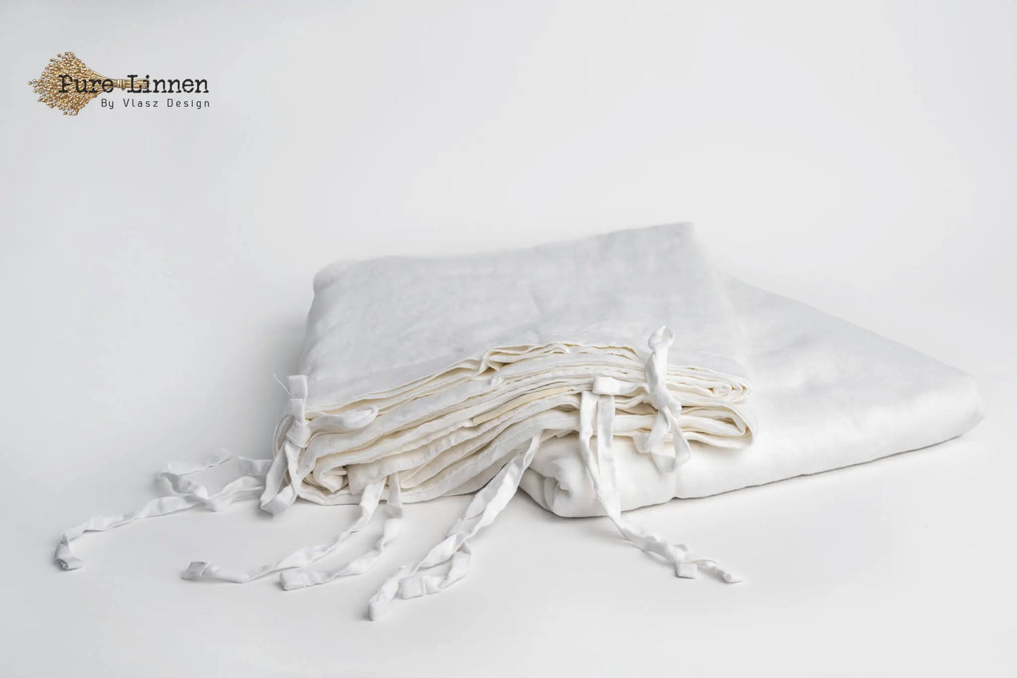 Linen Duvet Cover White/Bows - Pure Linen