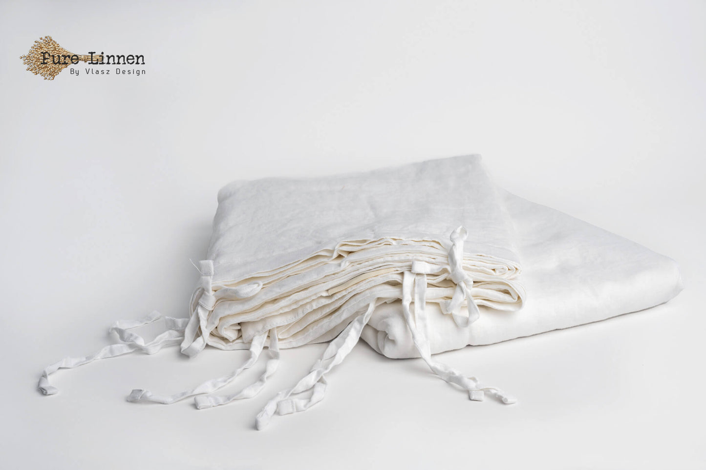 Linen Duvet Cover White/Bows - Pure Linen