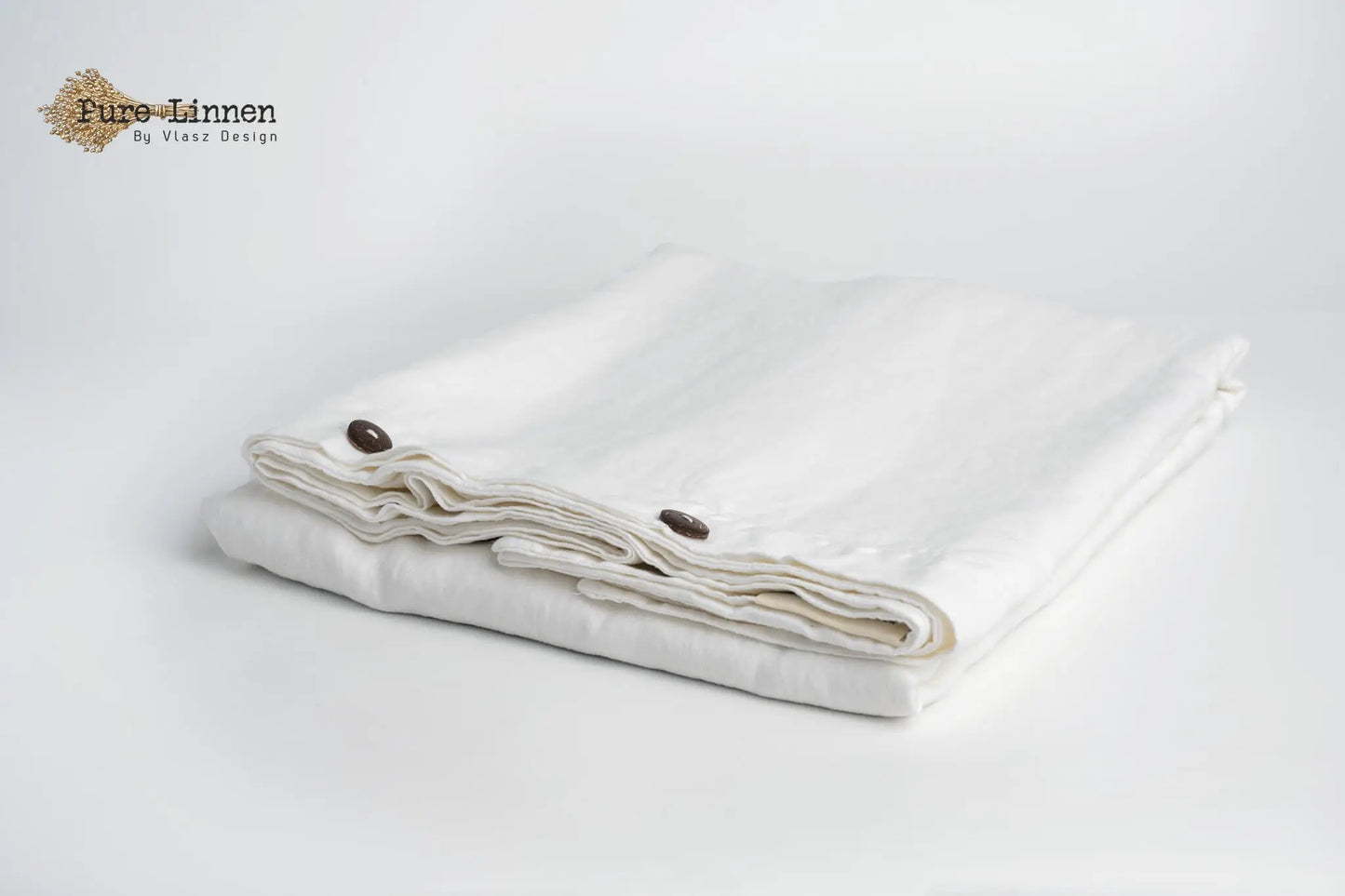 Linen Duvet Cover White/Buttons - Pure Linen