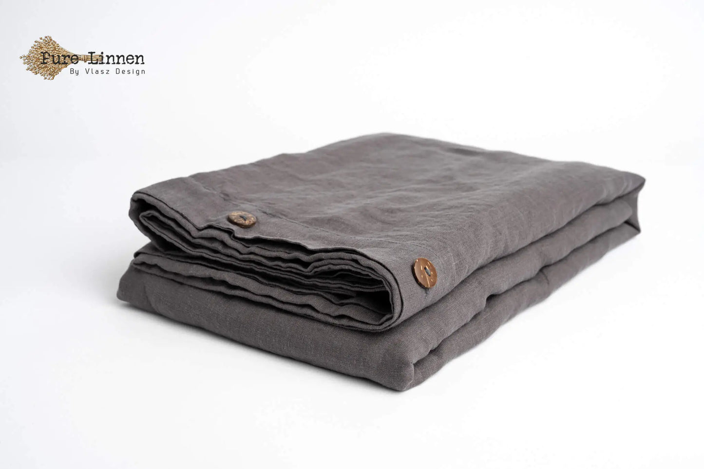 Linen Duvet Cover Dark Gray/Buttons - Pure Linen