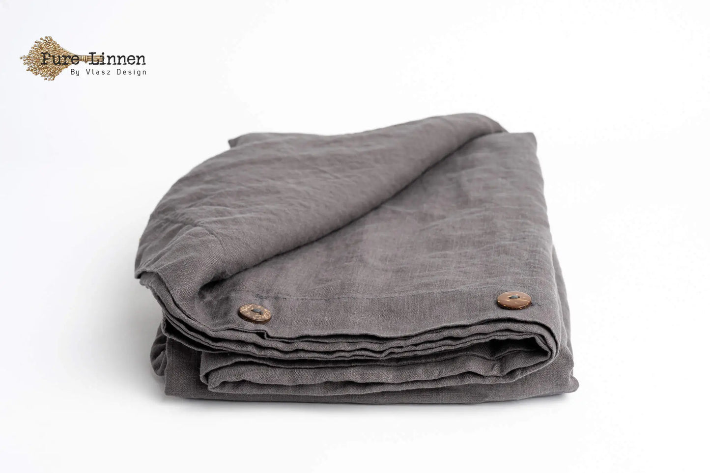 Linen Duvet Cover Dark Gray/Buttons - Pure Linen