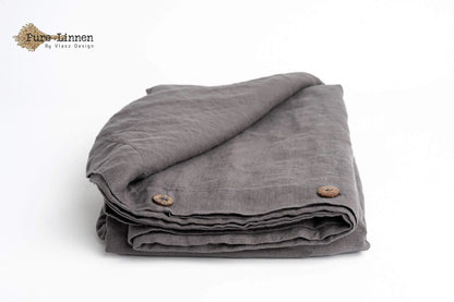 Linen Duvet Cover Dark Gray/Buttons - Pure Linen
