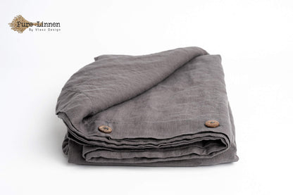 Linen Duvet Cover Dark Gray/Buttons - Pure Linen