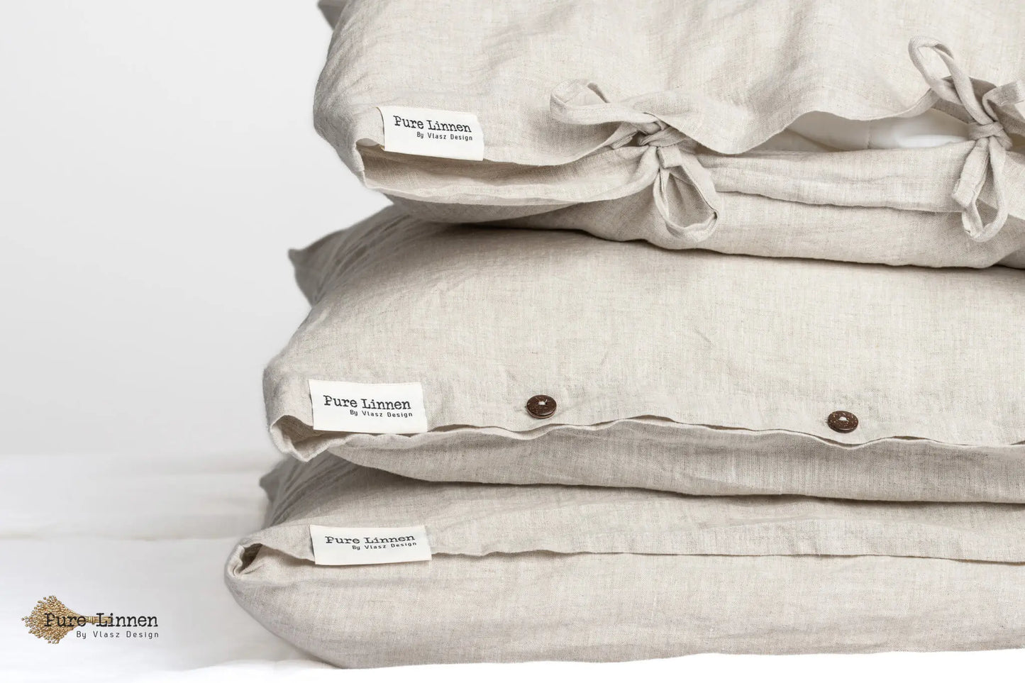 Linen Pillowcase Natural/Tuck-in Strip - Pure Linen